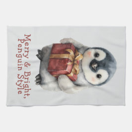 God och Bright Penguin-jul Kökshandduk