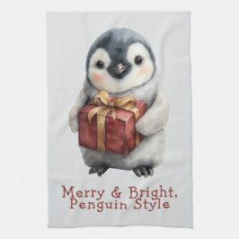 God och Bright Penguin-jul Kökshandduk