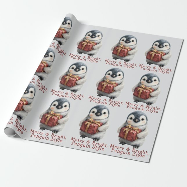 God och Bright Penguin-jul Presentpapper (Utrullad)