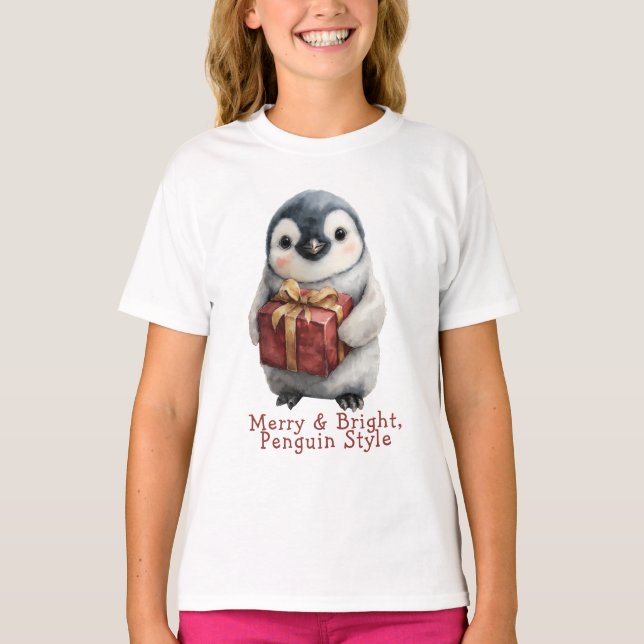 God och Bright Penguin-jul T Shirt (Framsida)