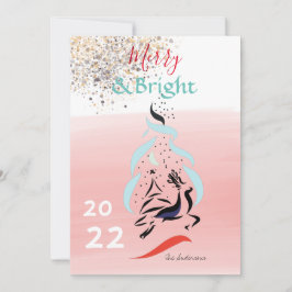 God och Bright Reindeer och Träd jul Kort