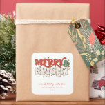 God och Bright Retro-jul Fyrkantigt Klistermärke<br><div class="desc">Festive Merry & Bright Retro Typography,  juldekal.</div>
