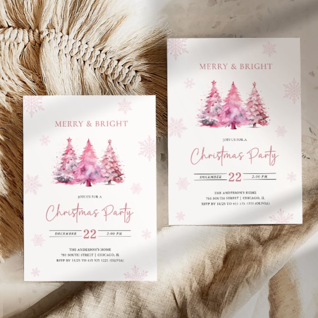 God och Bright Rosa jul Party Inbjudningar (Skapare uppladdad)