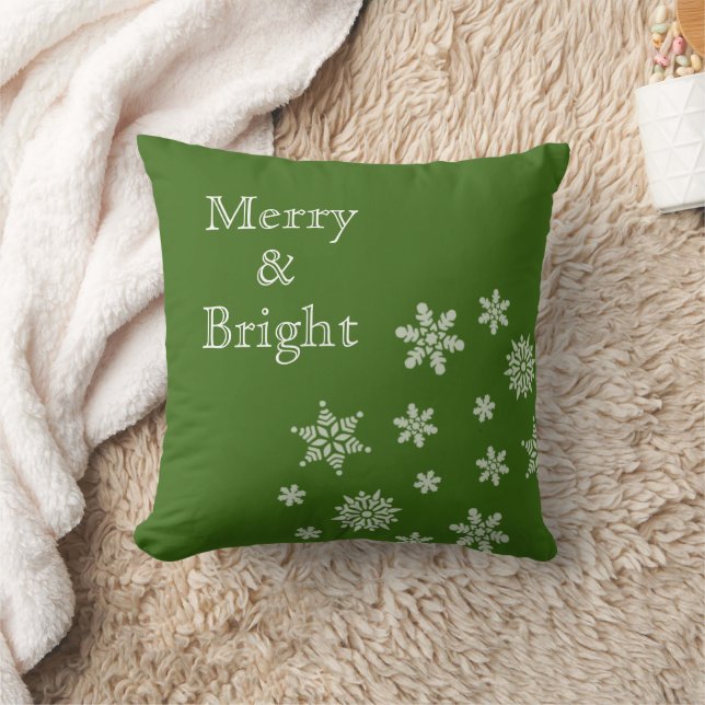 God och Bright Snöflingor Grönt Jul Kudde (Filt)