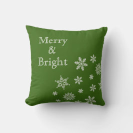 God och Bright Snöflingor Grönt Jul Kudde