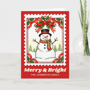 God och Bright Snögubbe jul Postage Frimärke Helgkort