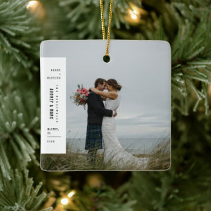God och gift, minimalistisk julfoto i Bröllop Julgransprydnad Keramik