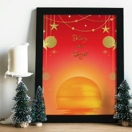 God och god jul Sol Stars och Måne Canvastryck