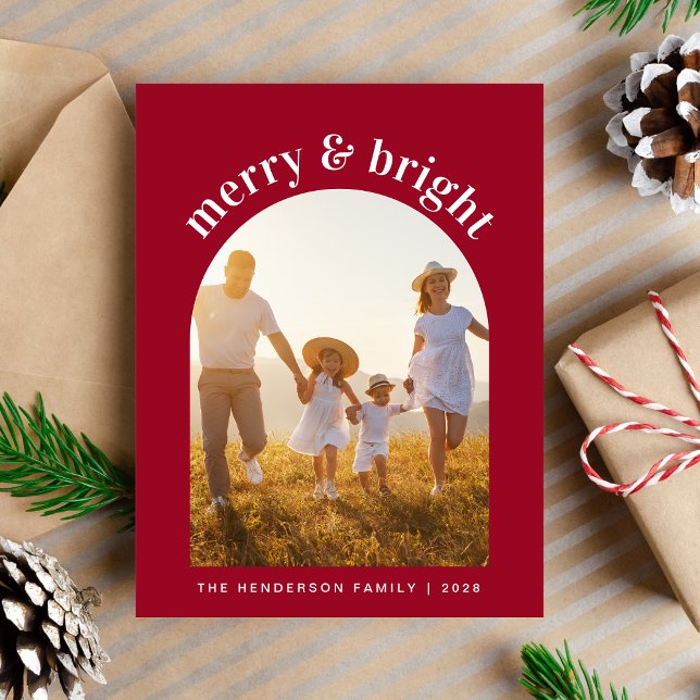 God och lätt bågfoto Röd jul Helg Vykort (Share the love and warmth of the season with your personalized photo Christmas card)