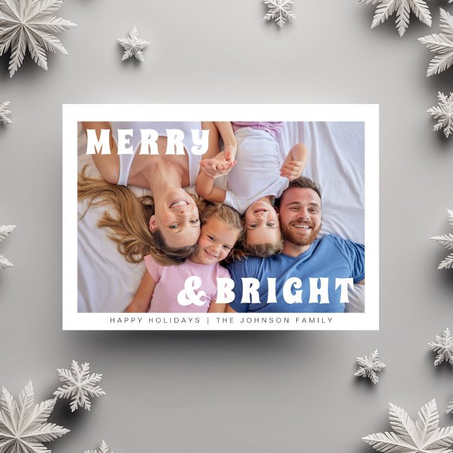 God och lätt, fetstilt typografi jul julkort (Merry And Bright Bold Typography Christmas Holiday Card)