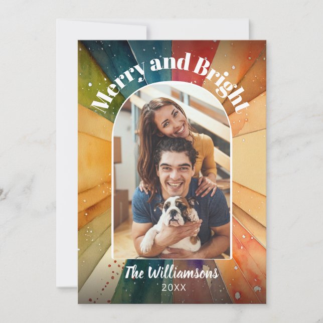 God och lätt fotomodern vattenfärgsjul julkort (Framsida)