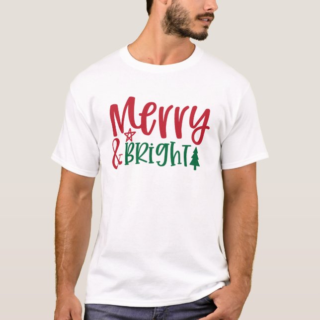 God och lätt röd Grönt jul T Shirt (Framsida)