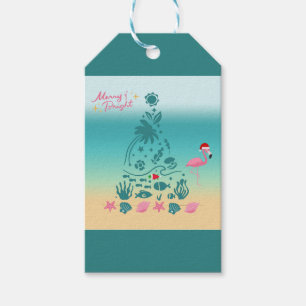 God och ljus Beach-jul Presentetikett