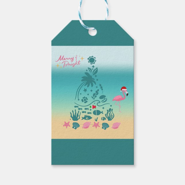 God och ljus Beach-jul Presentetikett (Framsidan)