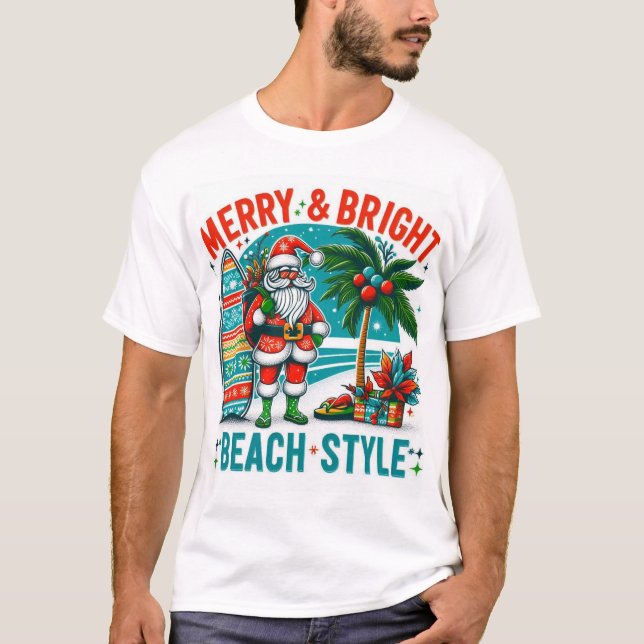 God och ljus, Beach Stil - Festive julPa T Shirt (Framsida)