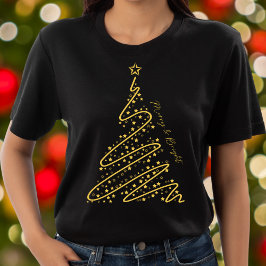 God och ljus Chic för Elegant, svart Guld-jul T Shirt