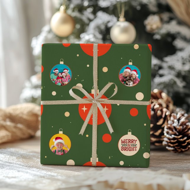 God och ljus julfoto presentpapper (Merry and Bright Photo Christmas Wrapping Paper)