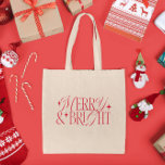 God och ljus julstjärnor tygkasse<br><div class="desc">Klassisk jultema och årgång jultomte med väska som innehåller typografisk text som säger "fin och ljus" med stjärnor.</div>