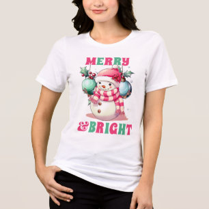 God och ljus Rosa jul Snögubbe T Shirt