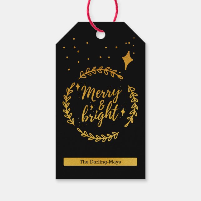 God och ljus Svart och Guld jul Presentetikett (Framsidan)