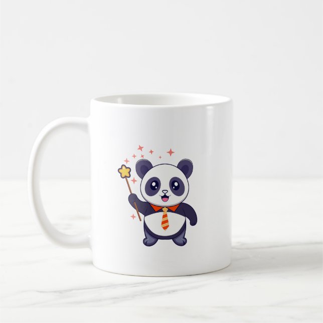 god panda med orange-gult slips kaffemugg (Vänster)