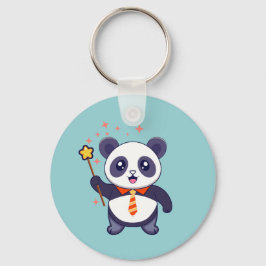 god panda med orange-gult slips nyckelring