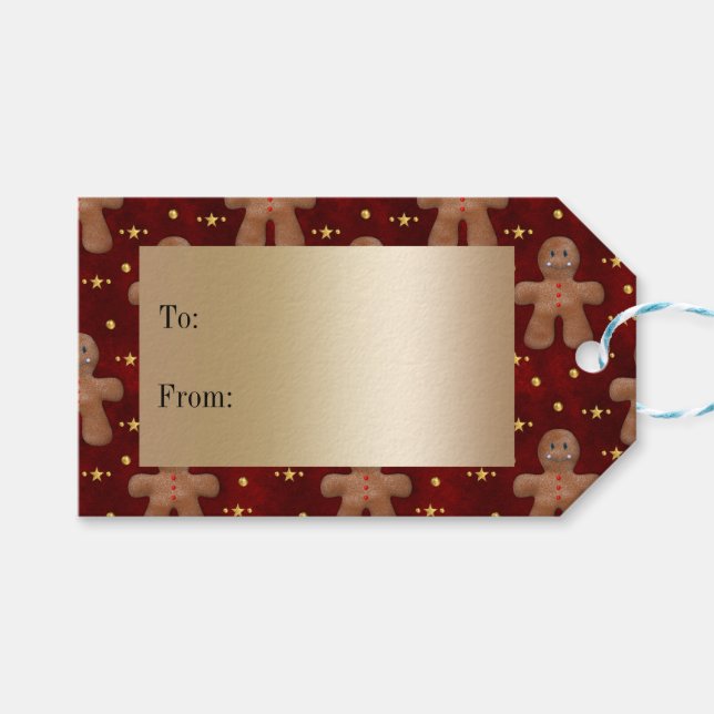 God Pepparkaksgubbe och Stars jul Presentetikett (Framsidan (Horisontell))