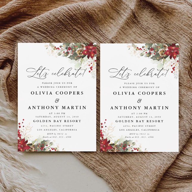 God Poinsettia Bröllop Ceremony Inbjudningar (Skapare uppladdad)