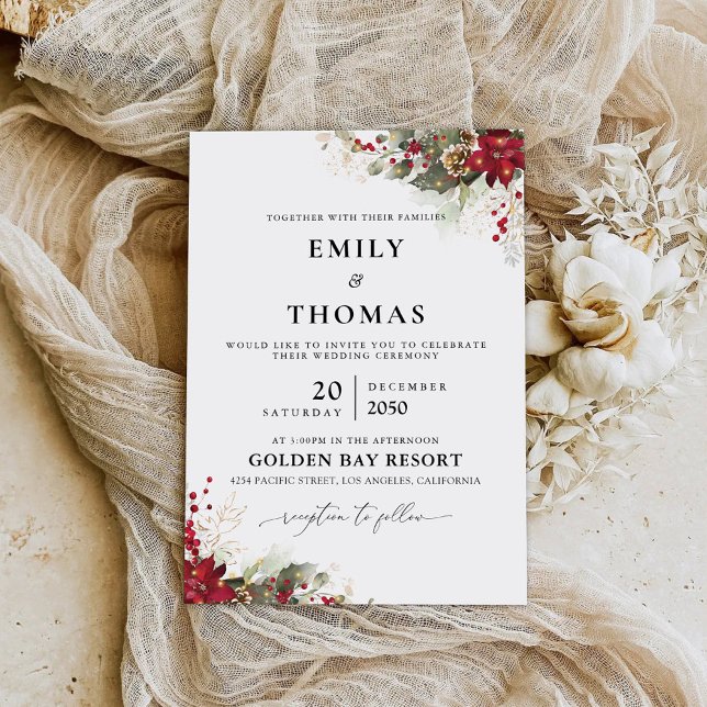 God Poinsettia Bröllop Ceremony Inbjudningar (Skapare uppladdad)
