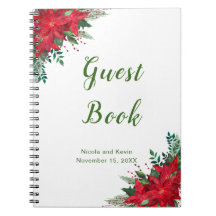 God Poinsettia Bröllop gäst bok