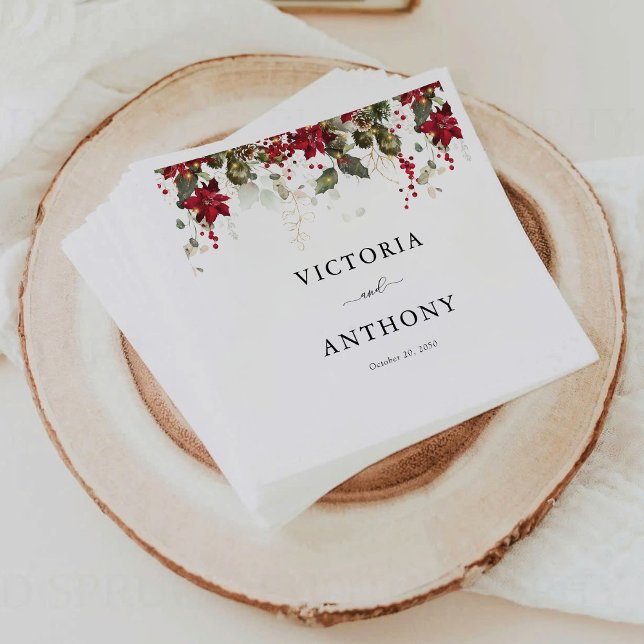 God Poinsettia Bröllop Napkins Pappersservett (Skapare uppladdad)