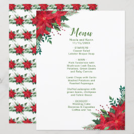 God Poinsettia Flowers Bröllop Menu Meny