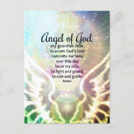 God Prayer Vingar Grönt Blue Vykort