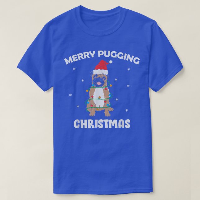 God Pugging-jul, roligt Pug Hund Santa Hat X T Shirt (Design framsida)
