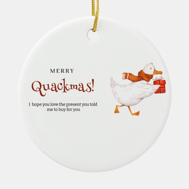 God Quackmas! Lustigt julkort i Anka, minimalt Julgransprydnad Keramik (Framsidan)