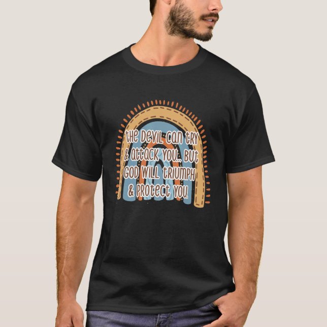 God Rainbow Jesus Christ Religious Saying T Shirt (Framsida)