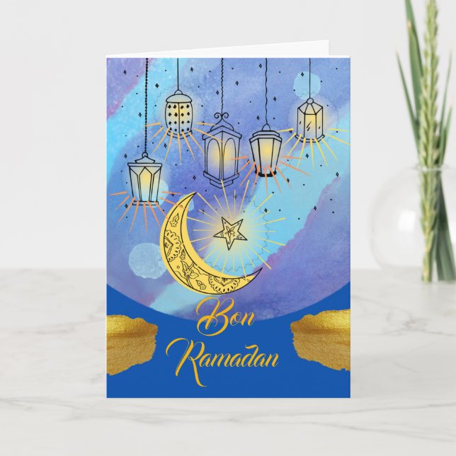 God Ramadan franska lyktor på natten Kort (Framsida)