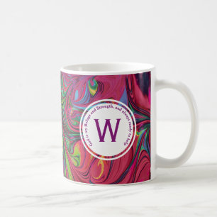GOD REFUGE STRENGTH Abstrakt Monogram Anpassningsb Kaffemugg