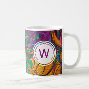GOD REFUGE STRENGTH Abstrakt Monogram LILA Kaffemugg