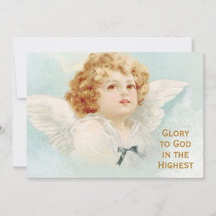God Religiösa Blue - God Jul Angel Cherub Glory Julkort