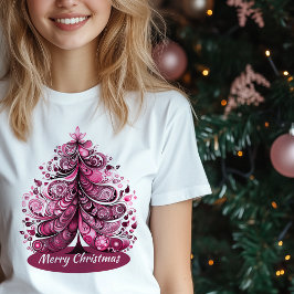 God Rosa jul Art nouveau Whimsical Träd T Shirt
