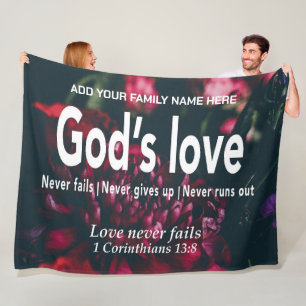 GOD:s KÄRLEK MISSLYCKAS ALDRIG Namn. Fleecefilt