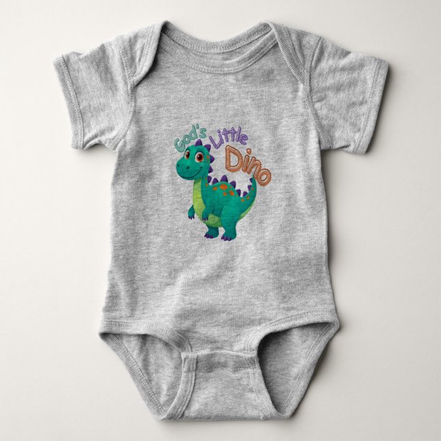 God’s Little Dino Baby Bodysuit T Shirt (Framsida)