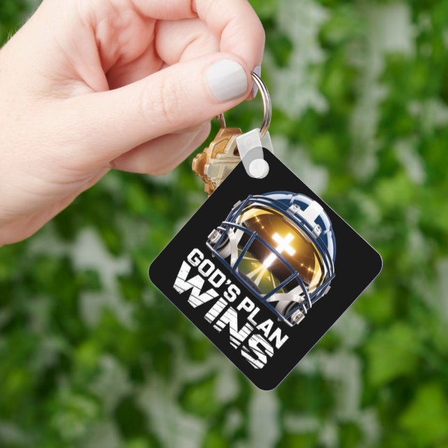 God’s Plan Football Helmet Keychain Nyckelring (Hand)