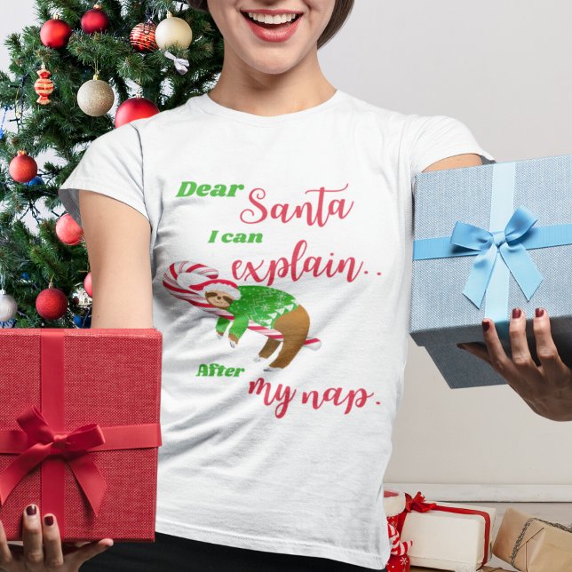 God Santa Sloth Jul Nap på Candy cane T Shirt (Skapare uppladdad)