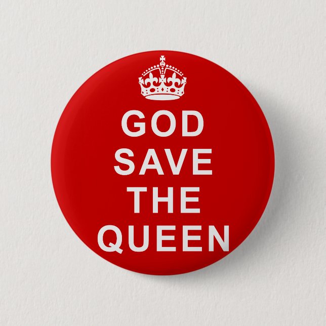 God Save The Queen Tshirts, hänger lös, gåvor Knapp (Framsida)