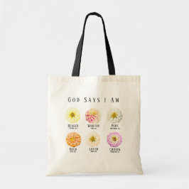 God Says I Am Affirmation Pastel Floral Tygkasse