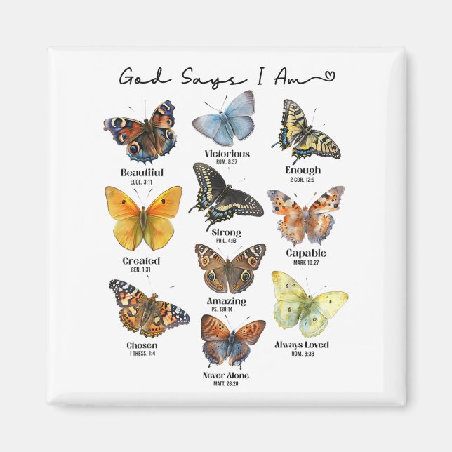 God Says I Am Bible Verse Religious Christian Butt Magnet (Framsidan)