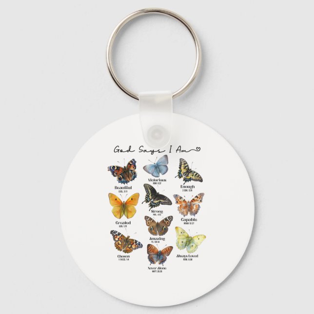 God Says I Am Bible Verse Religious Christian Butt Nyckelring (Framsida)