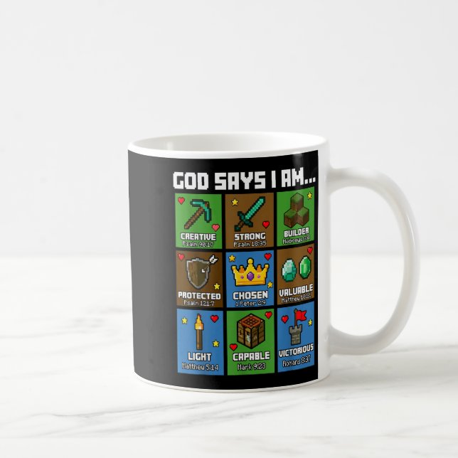 God Says I Am Bible Verses Xel Art Christian Gamer Kaffemugg (Höger)